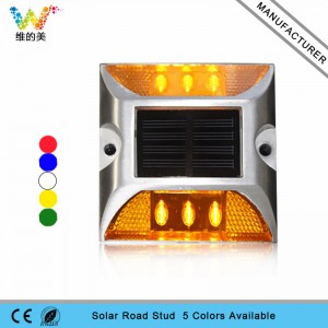 New arrival yellow flashing light solar power road stud light in Italy