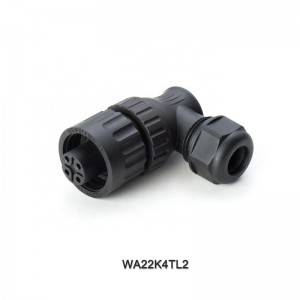 WA22K4TL2 3+PE female cable connector with angled back shell,screw termination
