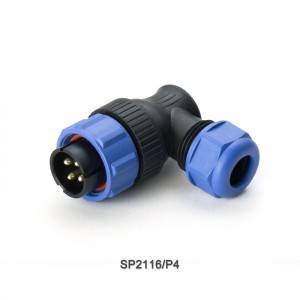 Weipu IP68 connector SP2116/P4 waterproof male elbow connector 4 pin circular connector