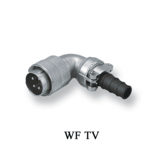 Plug with angled back shell and rubber sleeve:WF TV IP65