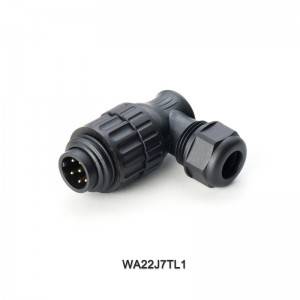 WA22J7TL1 6+PE male cable connector with angled back shell,solder termination