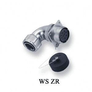 In-line receptacle with angled back shell for metal-hose:WS ZR