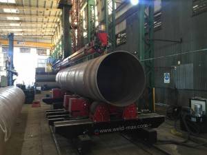 10T Red Conventional Fit-up Pipe Growing Line With 6-60m/h Wheel Velcocity PU Wheels
