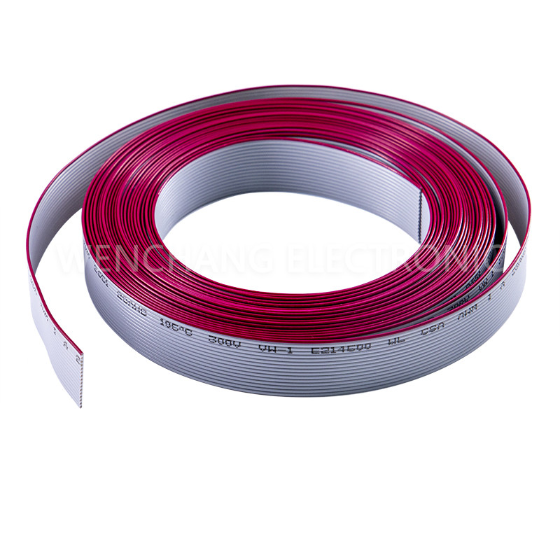 UL2651 PVC Flat Cable Grey flat with red stripe pitch 1.0, 1.27,1.5,2.0, 2.54mm Pitch Featured Image