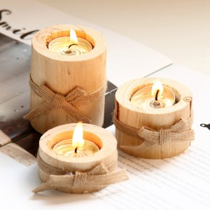 O62 Factory new design multi size wooden craft ornaments can be used as tea wax candle holders