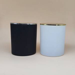 Luxury empty matte glass candle vessel jar with metal lid