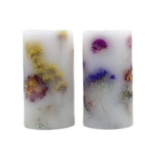 E124 Pillar shape paraffin wax dried flowers candle holders for tea lights