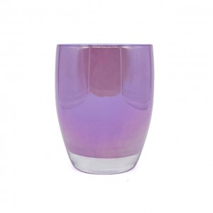 O56 Factory latest cup type color electroplating process purple glass candle jar can be used to make candles