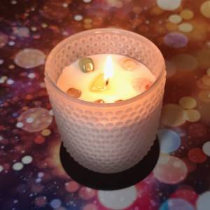 Decorative chakra scented soy candles with crystals in stock