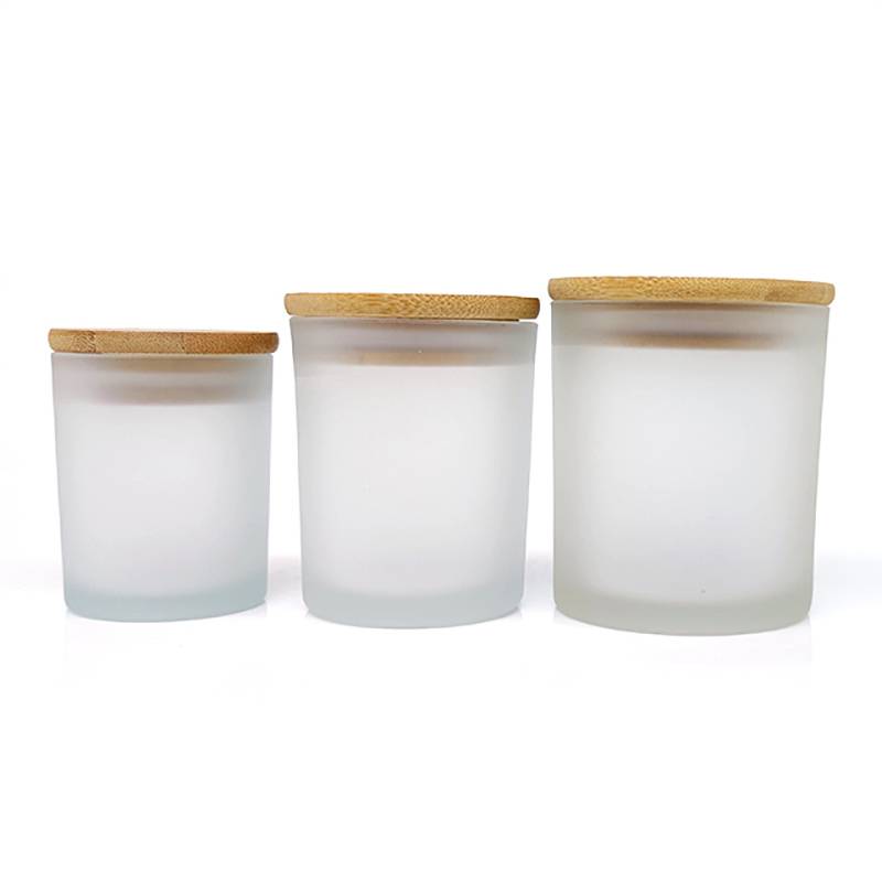 Wholesale Multi-size clear Matte Frosted Glass Candle jar with lid factory  and manufacturers