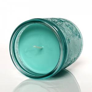 Embossed glass jar soybean wax candle