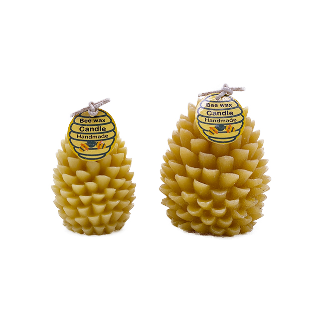 E07 E08 Pine cone shape 100% beeswax craft candle for home decoration Featured Image