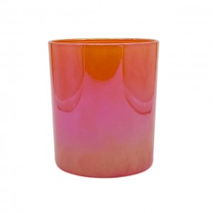 KA08D Merchant direct 9.6 ounce colorful plated pink glass candle holders can be used for party decoration
