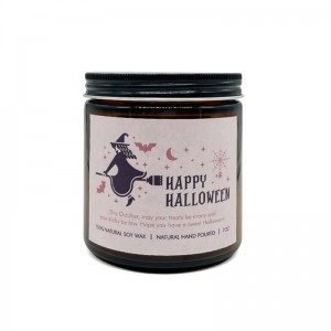 D26P Factory direct sale 12oz Halloween themed mason glass jar scented candles with metal lid set as a gift