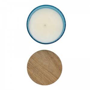 Soy wax candle with cotton wick-blue/white