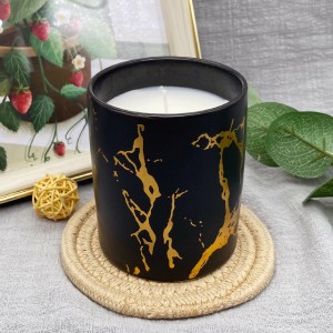 Luxury scented candles in golden crackle matte black or white ceramic candle jar