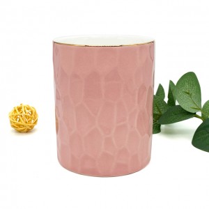 TC32 8.8oz soy wax scented candle in high quality ceramic jars with golden lines Printed-logo custom color and size