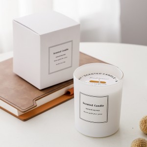 A07M Factory made 7oz white frosted glass jar scented candle can be custom labelled and boxed