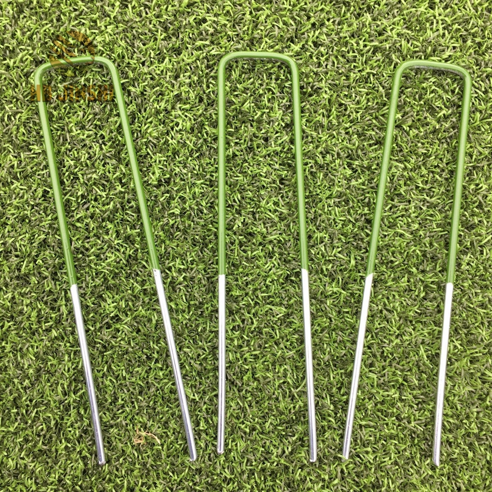 Half Green Artificial Grass Turf Galvanised U Pins