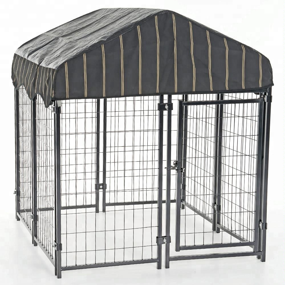 wholesale heavy duty large outdoor wire metal dog kennel with plastic roof
