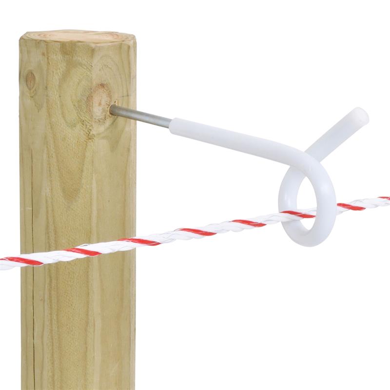 Electrical fence post stand off wire