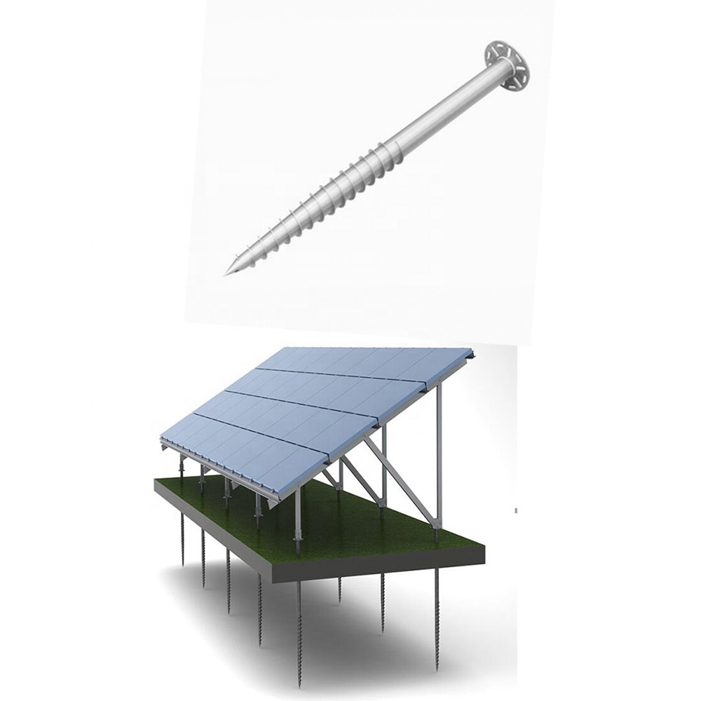 Earth anchor screw pile foundation screw pole with flange for solar panel