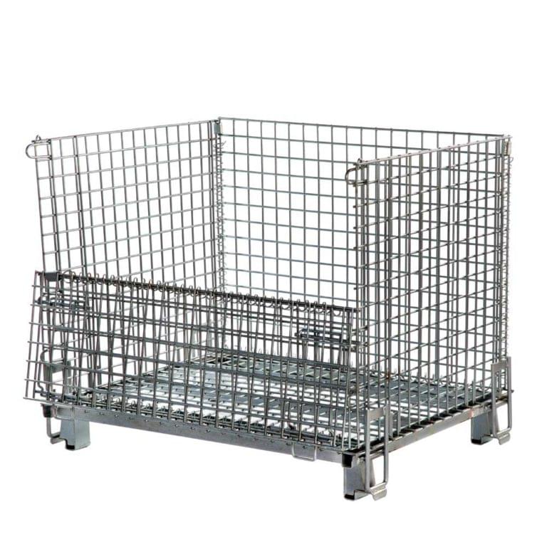 Foldable Galvanized Wire Mesh Container Metal Storage Cage