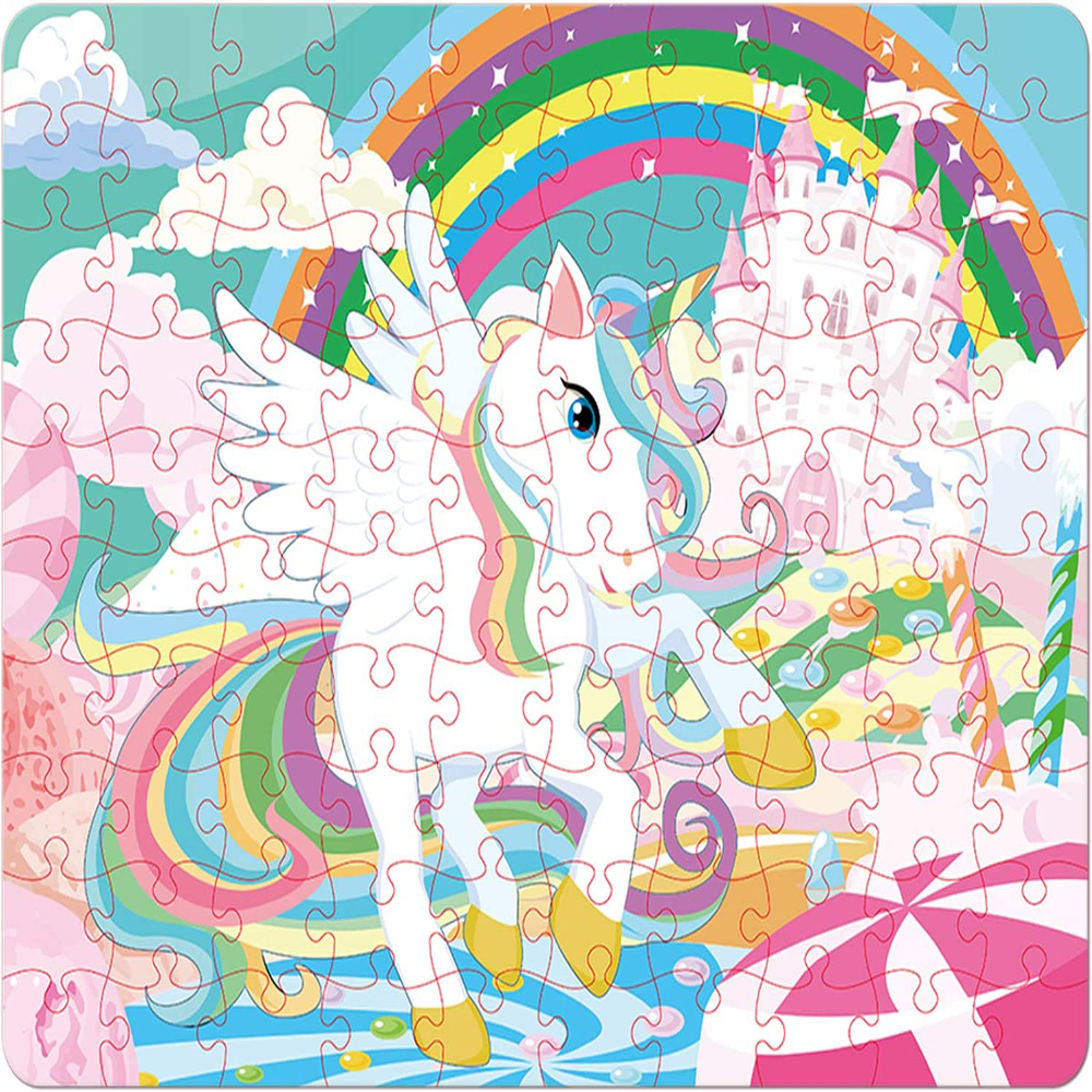 Hot New Products Sublimation Mug Press - 100 Pieces Rainbow Castle Unicorn Puzzles Large Jigsaw Educational Sublimation Puzzle Blanks – Xinhong
