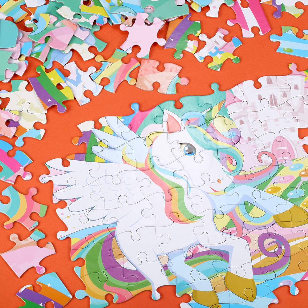 Wholesale 100 Pieces Rainbow Castle Unicorn Puzzles Large Jigsaw