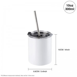 10 OZ Sublimation Blank Tumbler White Stainless Steel Tumbler with Straw and Lid