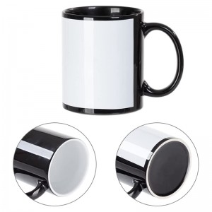 11 OZ Sublimation Coffee Mugs Blanks Black with White Patch Ceramic Photo Mugs Cups