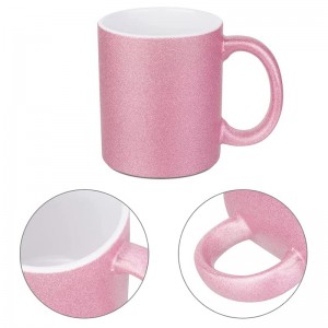 11 OZ sublimation Mugs Blanks  Pink Glitter Coffee Mugs Ceramic Photo Cups