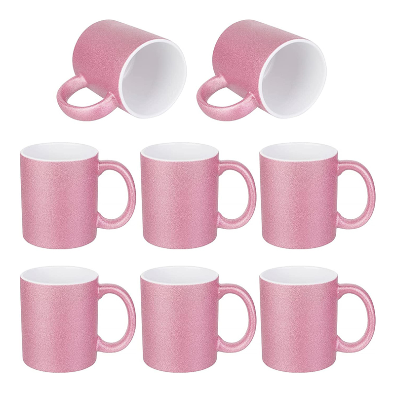 Wholesale 11 OZ sublimation Mugs Blanks Pink Glitter Coffee Mugs Ceramic  Photo Cups Manufacturer and Supplier