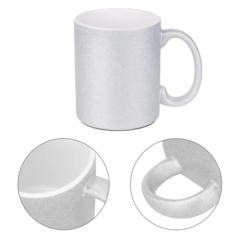 Wholesale 11 OZ sublimation Mugs Blanks Silver Glitter Coffee Mugs White  Ceramic Photo Cups Bulk Manufacturer and Supplier