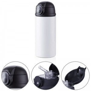 12 OZ White Straight Skinny Tumbler Sippy Up Cup with Pop Black Lid