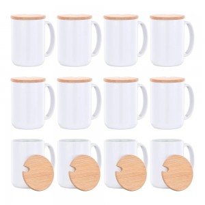 2021 Good Quality Sublimation Pen Press - 15 oz Sublimation Mugs Blank with Bamboo Lid White Coffee Mugs Sublimation – Xinhong
