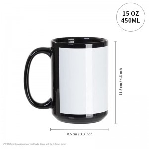 15 OZ Sublimation Coffee Mugs Blanks Black with White Patch Ceramic Photo Mugs Cups Bulk