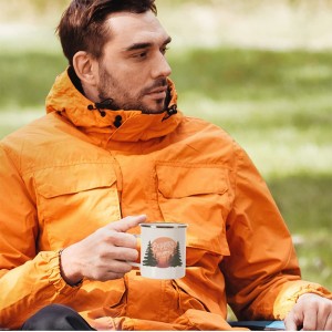 17 OZ Sublimation Blanks Mug White Camping Outdoor Coffee Travel Metal Mug with Silver Rim