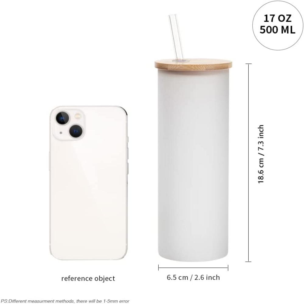 Sublifun 4 Pack Sublimation Glass Frosted Tumbler with Bamboo Lid and  Straws 17 OZ 500 ML,Straight S…See more Sublifun 4 Pack Sublimation Glass