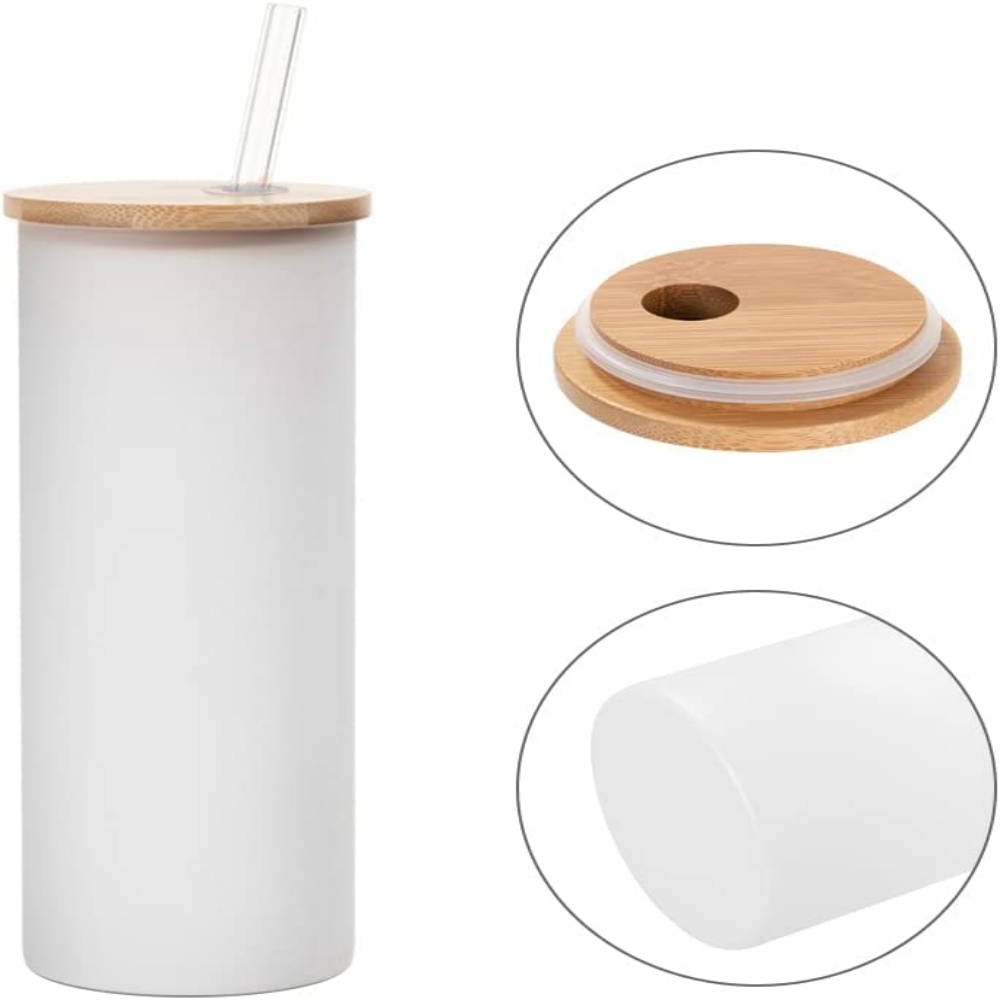 Sublifun 4 Pack Sublimation Glass Frosted Tumbler with Bamboo Lid and  Straws 17 OZ 500 ML,Straight S…See more Sublifun 4 Pack Sublimation Glass