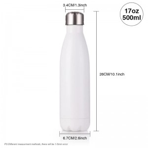 17 OZ Sublimation Blanks Tumbler White Stainless Steel Insulated Double Walled Water Bottle