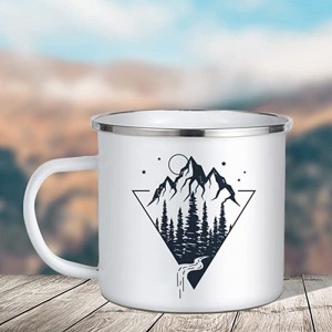 17 OZ Sublimation Blanks Enamel Mug White Camping Coffee Travel Metal Mug with Silver Rim