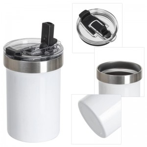 18 OZ Sublimation Tumbler White Stainless Steel Coffee Mugs with Sippy Up Lid and Straw
