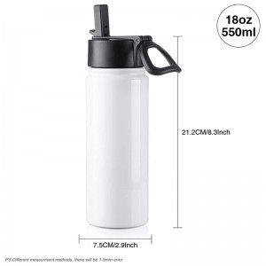 18 OZ Sublimation Blank Tumbler Mouth Stainless Steel Vacuum Flask with Straw