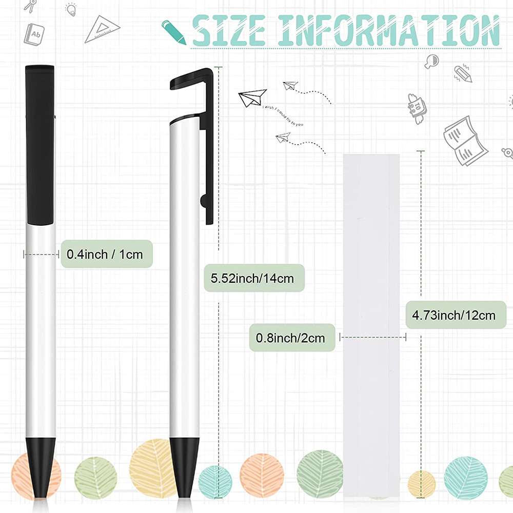 Bangcool Sublimation Pens Blank, 10 Pcs Heat Transfer Ballpoint Pens DIY with 10 Pcs Shrink Wraps, Size: 5.51 x 0.39, White