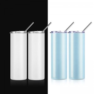 20 OZ Sublimation Tumblers UV Color Changing White to Blue Magic Straight Tumbler