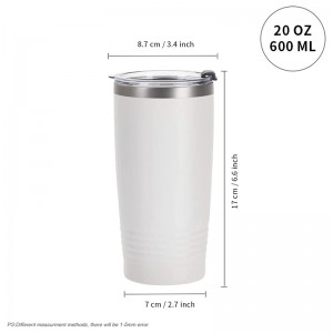 20 OZ Sublimation Blanks Tumbler Stainless Steel Coffee Travel with Lid
