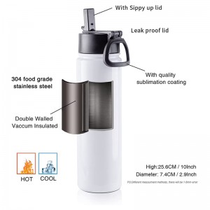 22 OZ Sublimation Blank Tumbler Sports Wide Mouth Stainless Steel Water Bottle