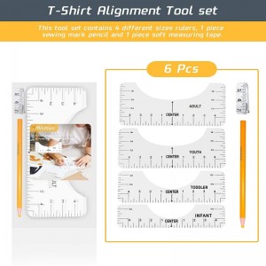 6 PCS T-Shirt Ruler Guide Alignment Tool to Center Designs T-Shirt