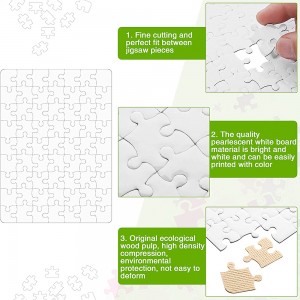 A5 63 Rectangle Sublimation Blank Puzzle Jigsaw Rectangle Heart-Shaped Blank Puzzle